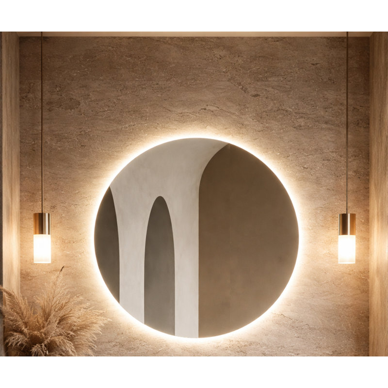 Round Led Bathroom Mirror With Copper-free Silver Glass