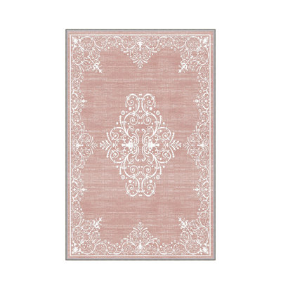 Stylish Woven Carpet, 4 x 6 Feet, 100% Polyester | Antibacterial, 3D Digital Printing, Non-Slip PVC Felt Dot Underside | Machine Washable, 0.4 in Pile Height, Perfect for Living Room & Bedroom Decor