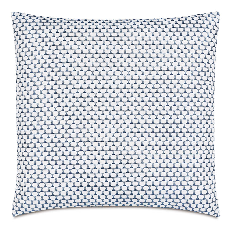 Blue and White Embroidered Square Linen Throw Pillow