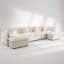 Canapé d'angle confortable en forme de U avec méridienne réversible, grand canapé d'angle modulaire en forme de U, deux poufs supplémentaires, chenille blanche-237795057