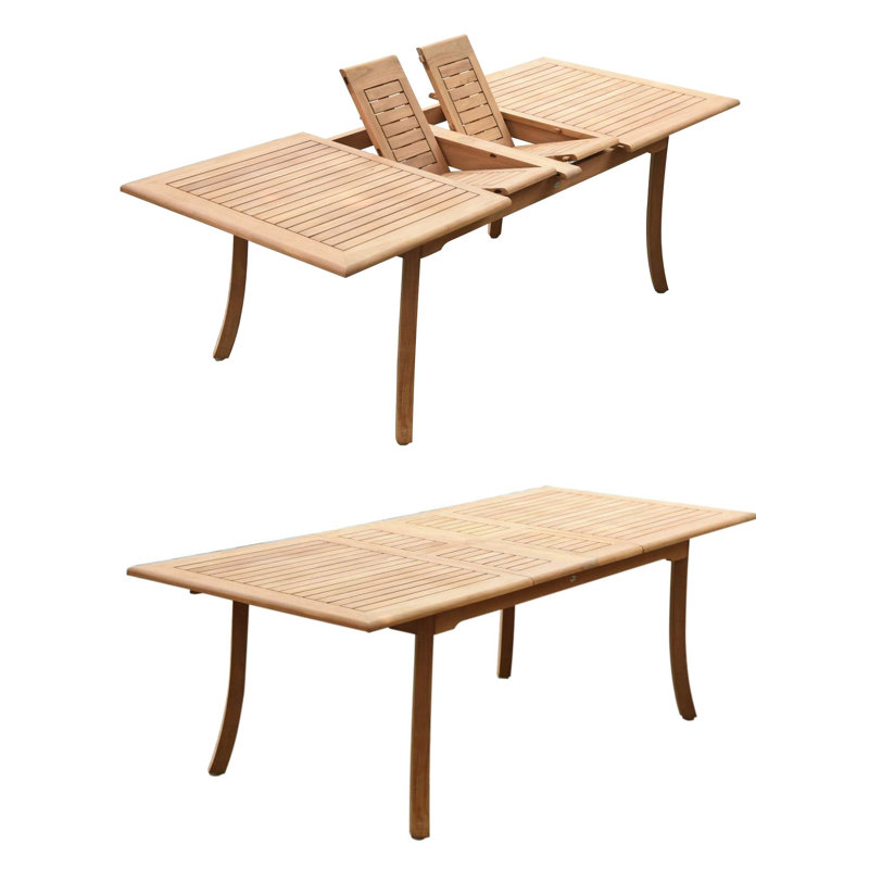 Ensemble de salle à manger rectangulaire en teck pour 10 personnes Dwayne, H 29,5 po x L 71 po x l 40 po
