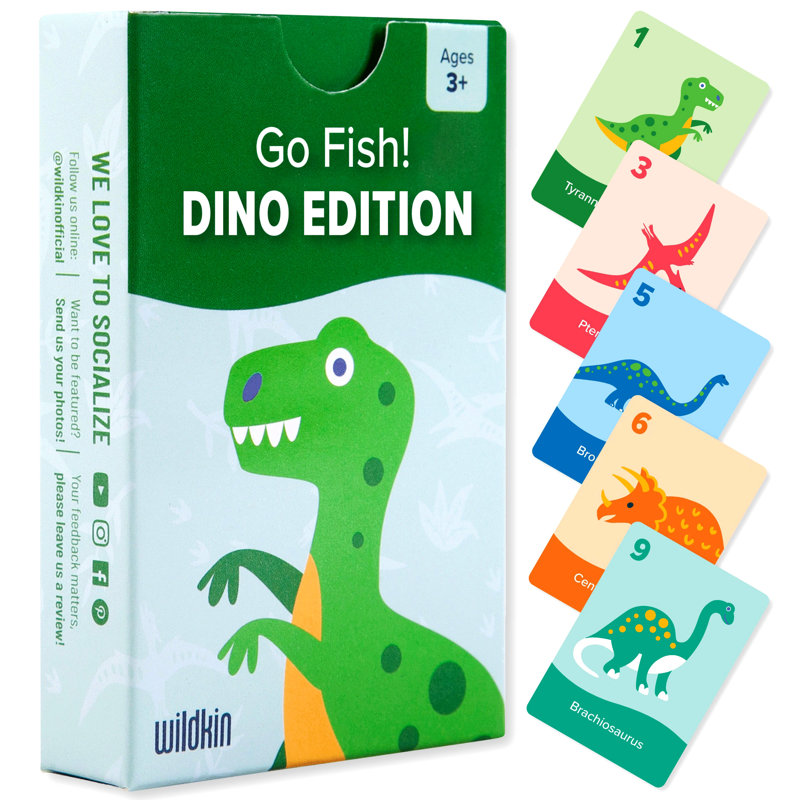 Wildkin Go Fish! Dino Edition - 48 cartes de jeu éducatif et amusant pour les enfants