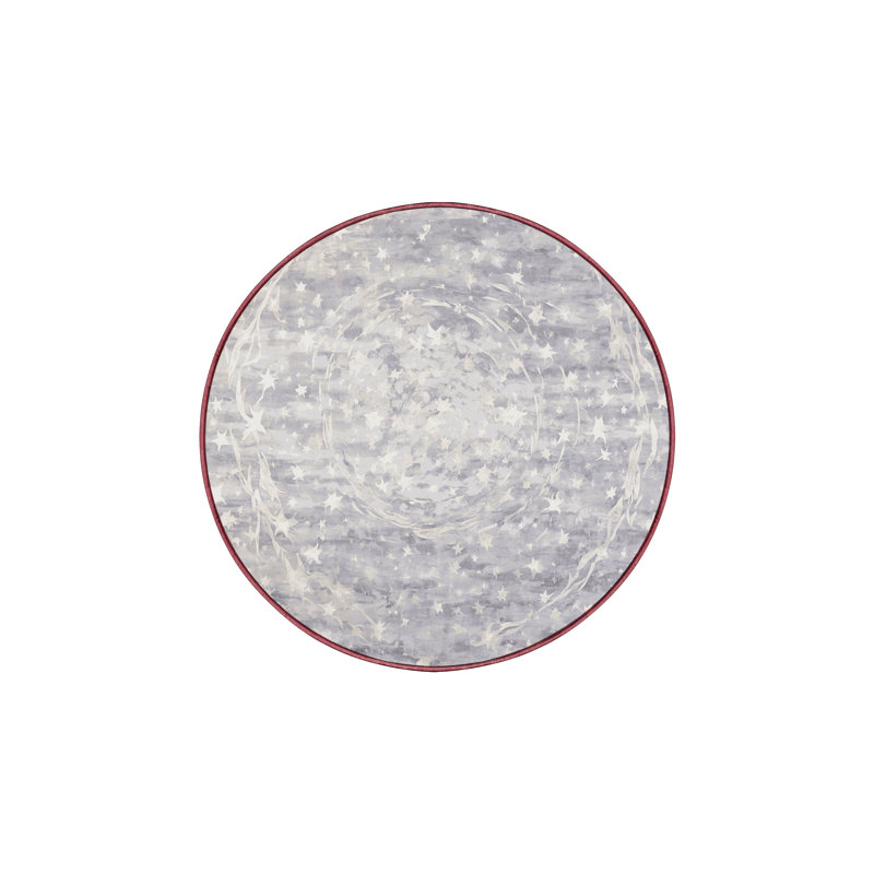 Tapis beige soyeux et moelleux, Rond 5 pi