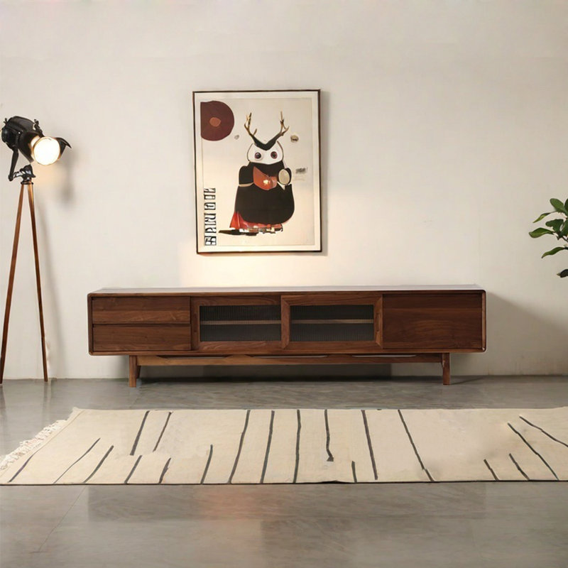 Simple solid wood large capacity TV cabinet, 70.87"