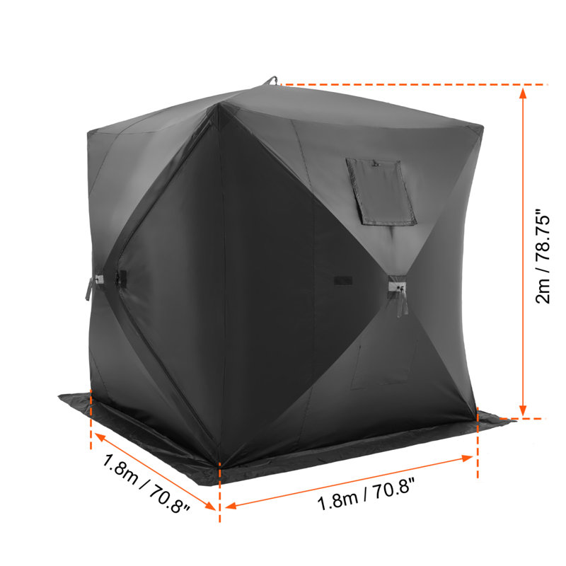Tent, 200cm H x 179.8cm W x 179.8cm D, Black
