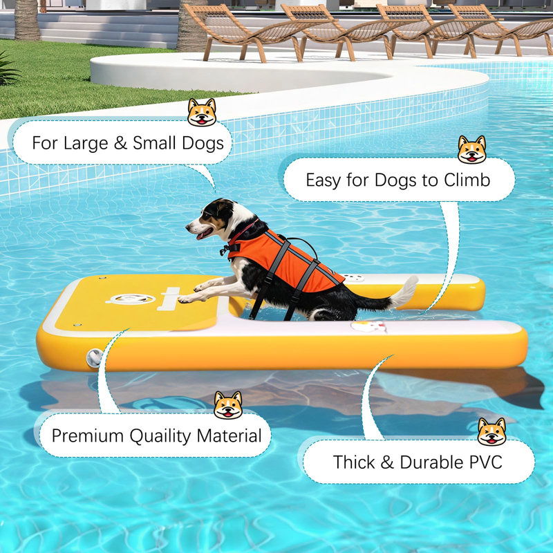 Rampe gonflable pour bateau pour chien, Grand (H 5,9 po x l 59 po x P 39,37 po)