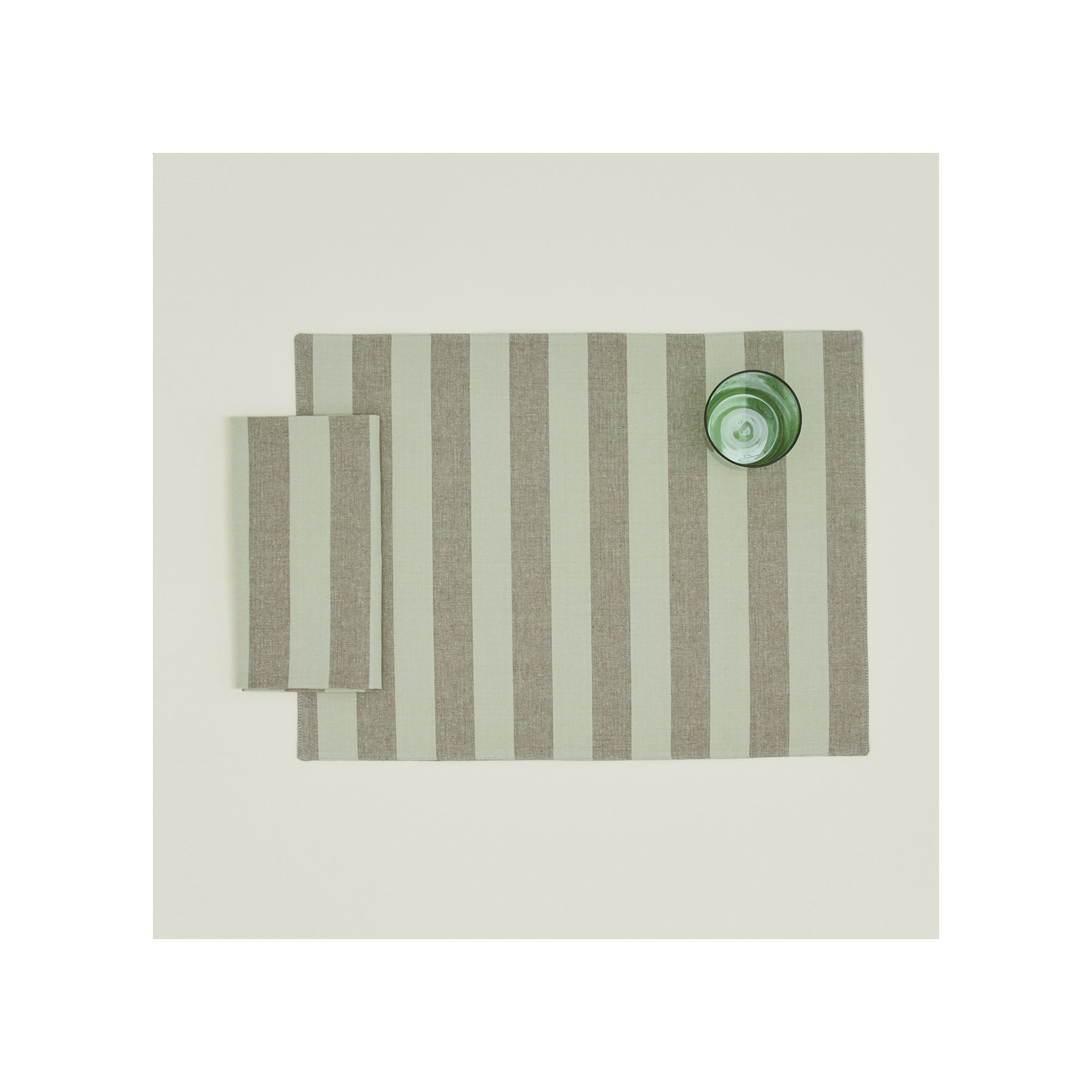 Essential Striped Placemat - Set Of 4, Sage/Olive
