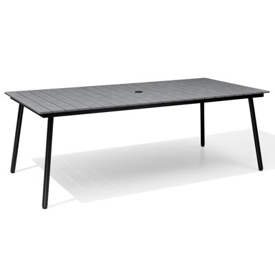 Patio Dining Table With Umbrella Hole and Aluminum Frame