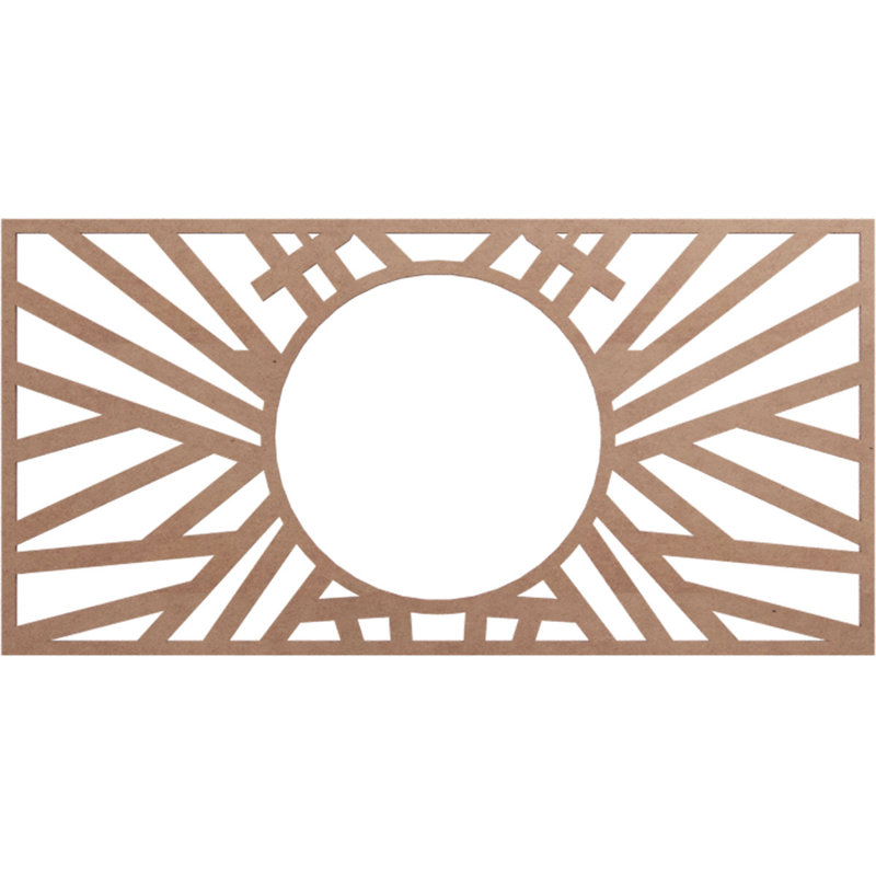 20"W x 10"H x 7 3/8"ID x 3/8"T Hoover Wood Fretwork Pierced Ceiling Medallion, Alder, 14" H x 28" W x 0.38" D