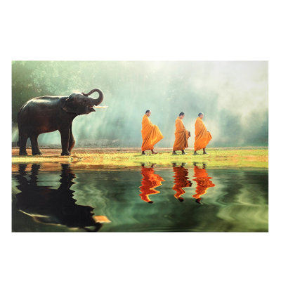 " Elephant & Monks Walking Meditation "