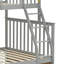Lit simple superposé au dessus d'un lit double avec tiroirs de rangement, lit superposé en bois avec échelle et garde-corps gris-832674282