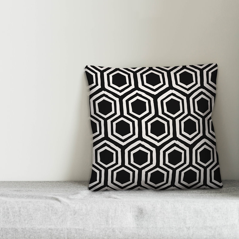 Housse de coussin Honeycomb, Noir, 20 po x 20 po, Pas de bourre
