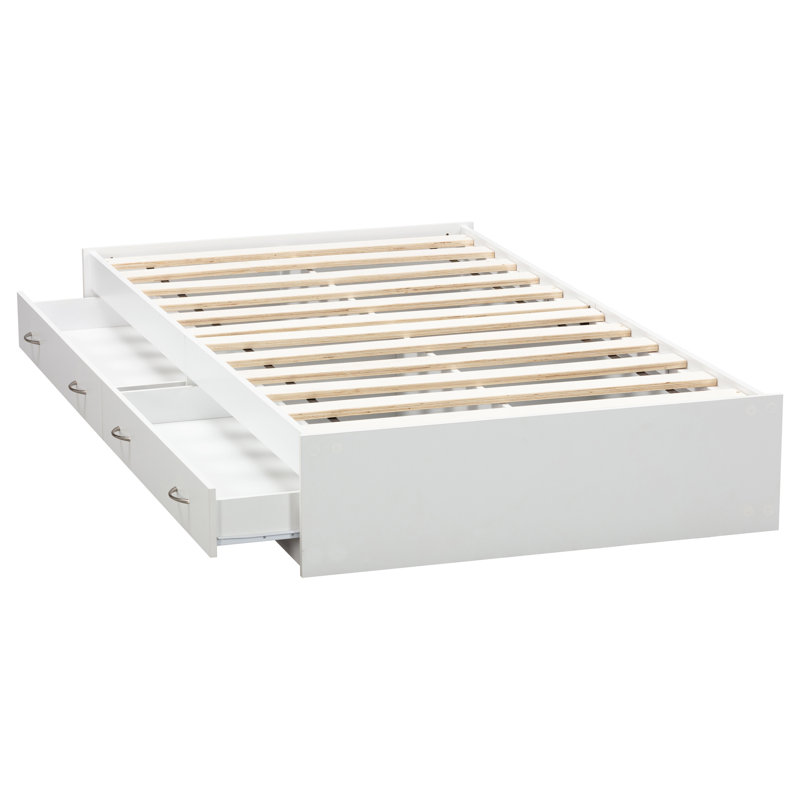 Twin Mates Bed with Drawers, White