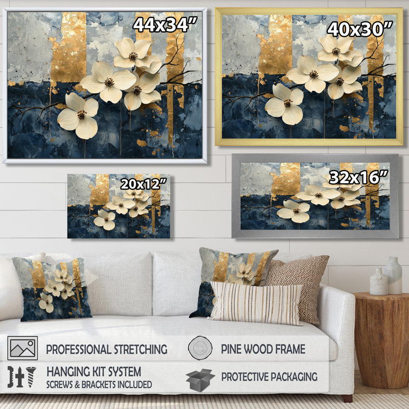 Imajae - Floral Wall Art, H 12 po x l 20 po, Toile tendue, Ne s’applique pas