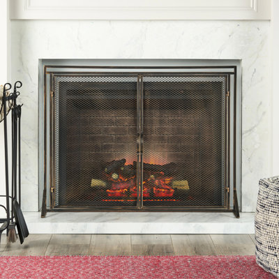 Handcrafted Matte Iron Fireplace Screen - 29.9"H X 40.88"W, Unique Design 40.88"W 29.9"H, To Wear