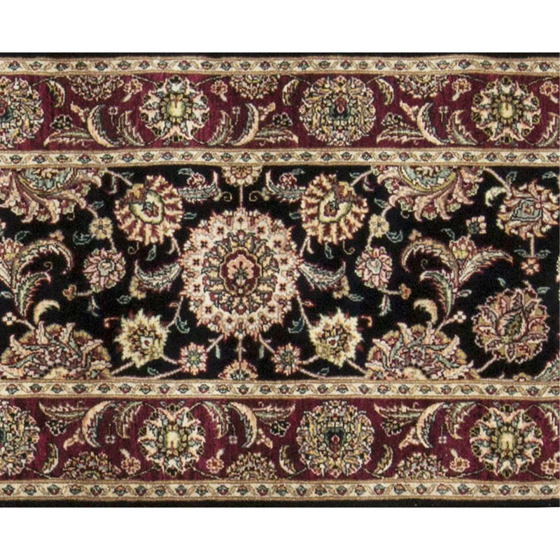 Manchuria Wool Oriental Area Rug in Black/Wine