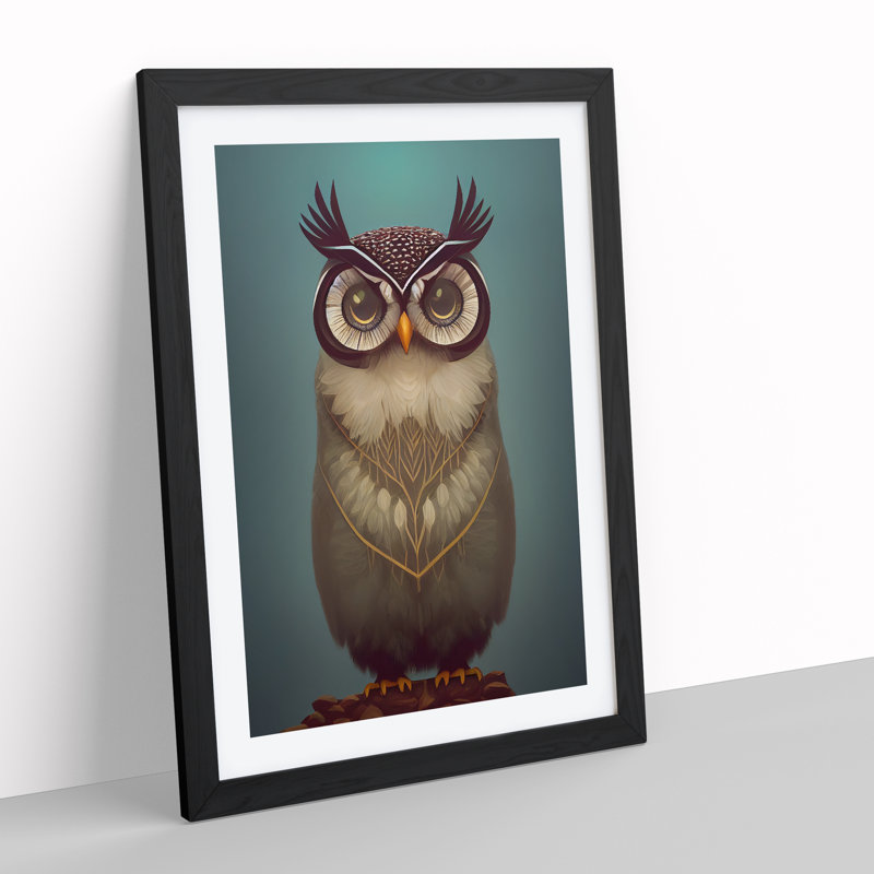 The Iconic Owl - Single Picture Frame Print, 34cm H x 25cm W x 2cm D, Black Framed
