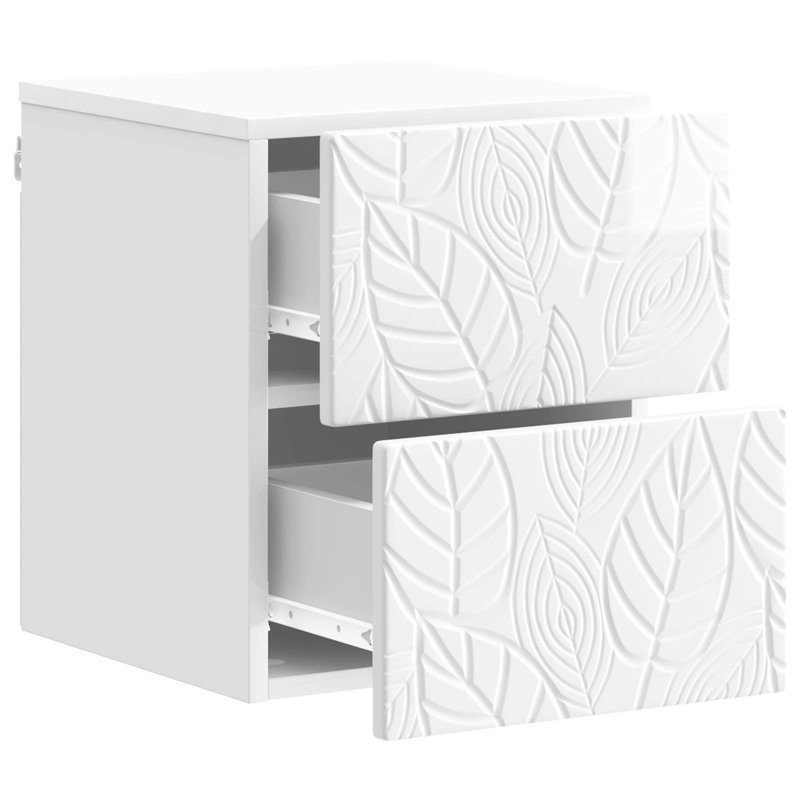 34.5cm W Composite Bedside Table, High Gloss White