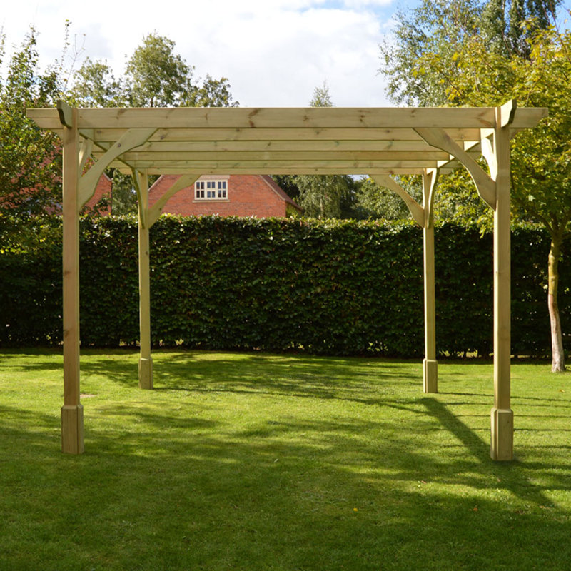 Baudel Solid Wood Pergola, Light Green, 10 ft x 10 ft