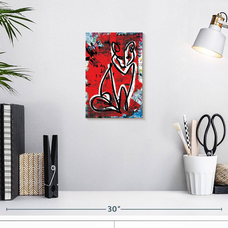 Renard Brampt abstrait, H 12 po x l 8 po