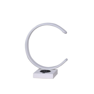 Lampe de table 13,5 "en forme de C avec port USB / chargeur sans fil
