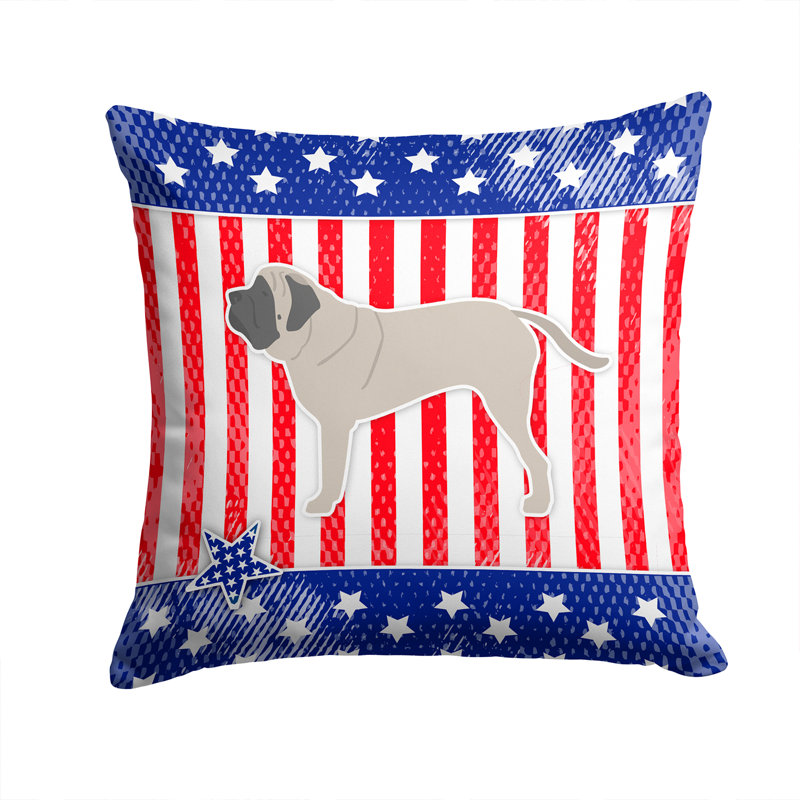 Coussin intérieur/extérieur bleu/rouge uni patriotique, H 14 po x l 14 po x P 3 po