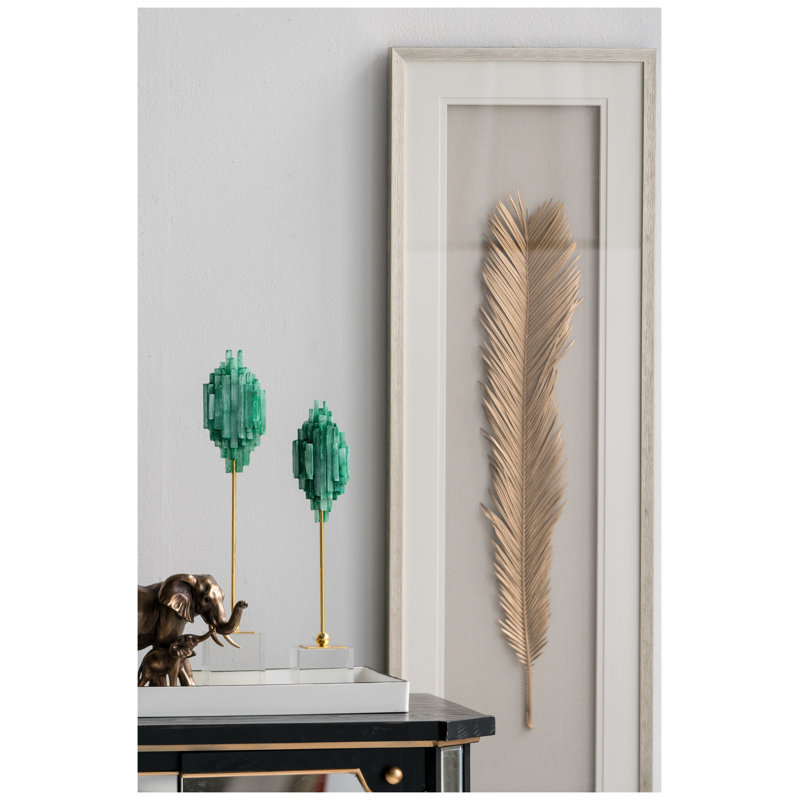 Art mural encadré feuille d'or - 16 po x 47 po, décor en bois aggloméré de style rétro pour le salon