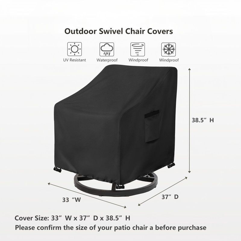 Waterproof Outdoor Swivel Patio Chair Cover, 2 Pack, (Black)