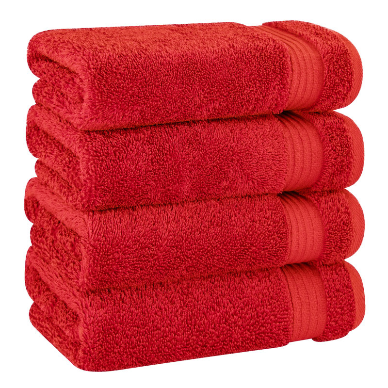Ensemble de serviettes 100% coton turc, 4 serviettes de toilette douces et absorbantes, Rouge