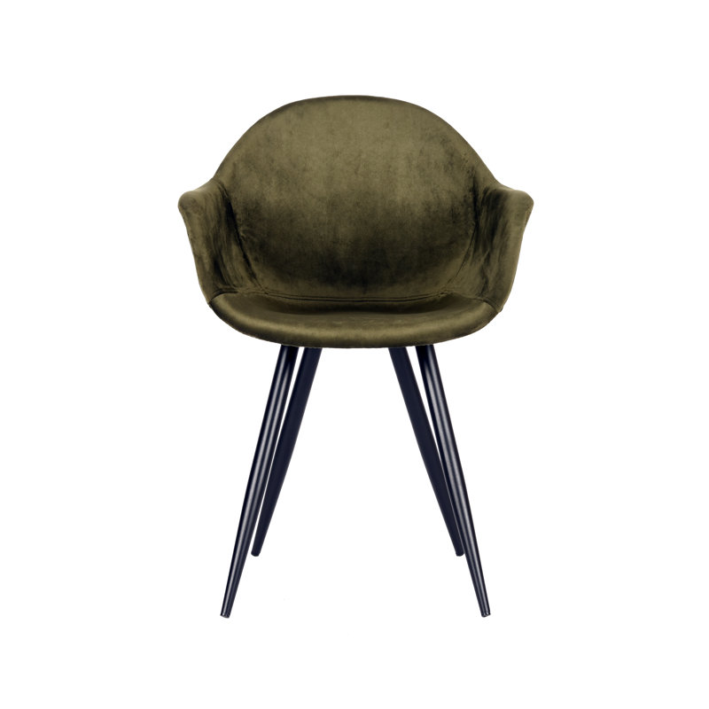 Feather 49cm H Velvet Upholstered Armchair, Army