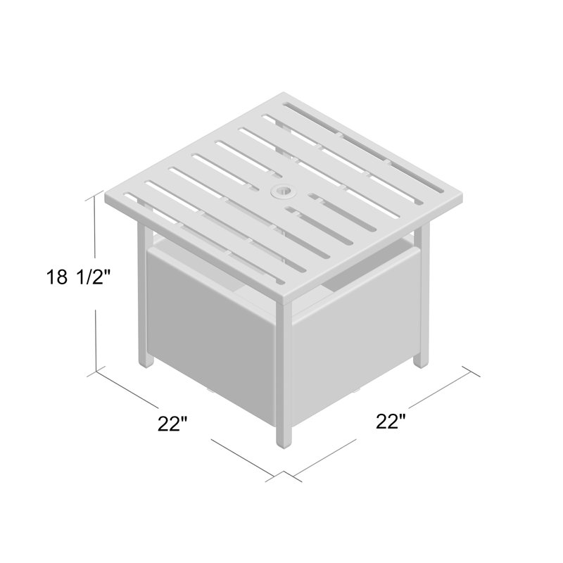 Mercedes Square Metal Outdoor Side Table With Umbrella Hole , 22'' in. W 22'' in. D