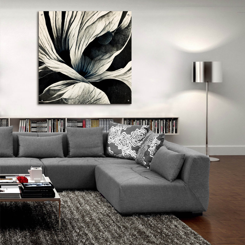 «Flowers Black White 25» par Ray Heere, H 36 po x l 36 po x P 0,2 po