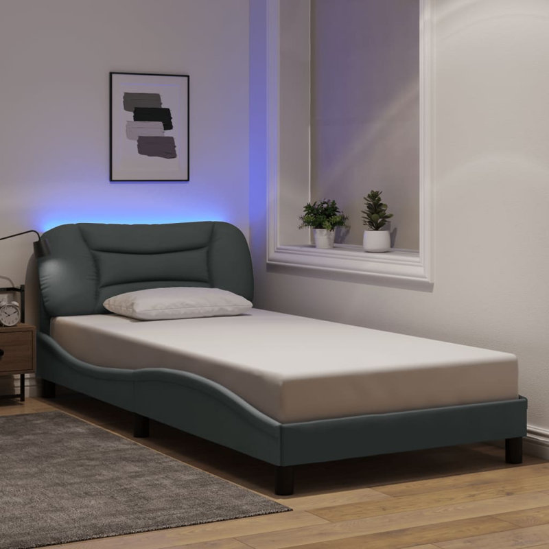 Structure de lit avec DEL sans matelas Hvar gris clair 100x203 cm, Gris clair