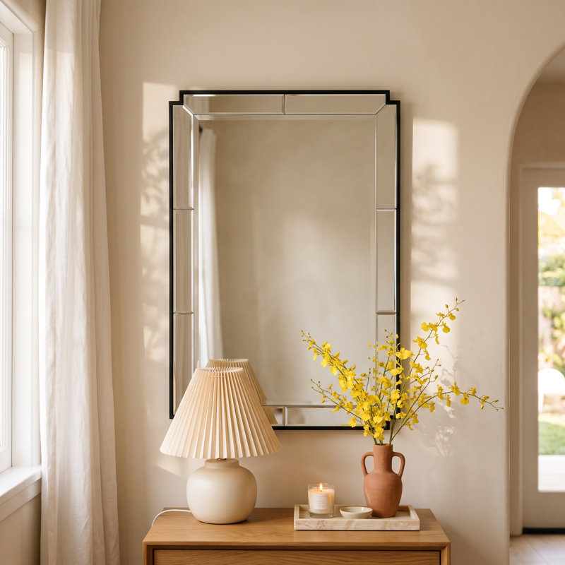 Monroe Beveled Wall Mirror, Black