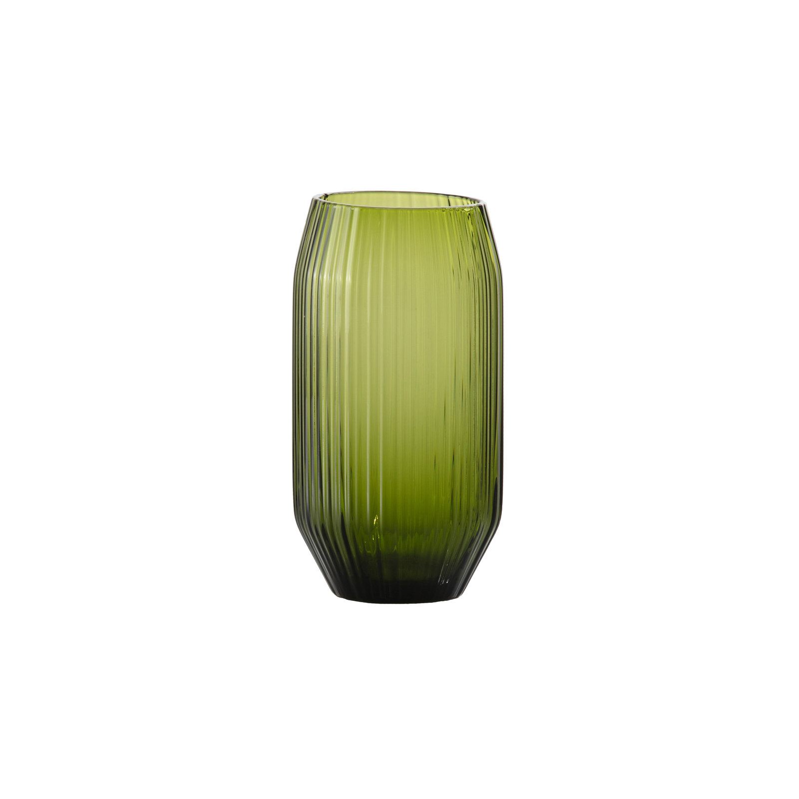 Ribbed Highball Glass, Textured Palm Green