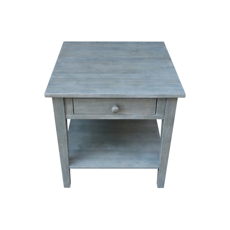 Tillar Solid Wood End Table with Storage, Antique Gray
