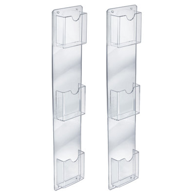 Porte-dépliant mural à trois poches verticales. Dimensions intérieures: l 4,125 po, paquet de 2