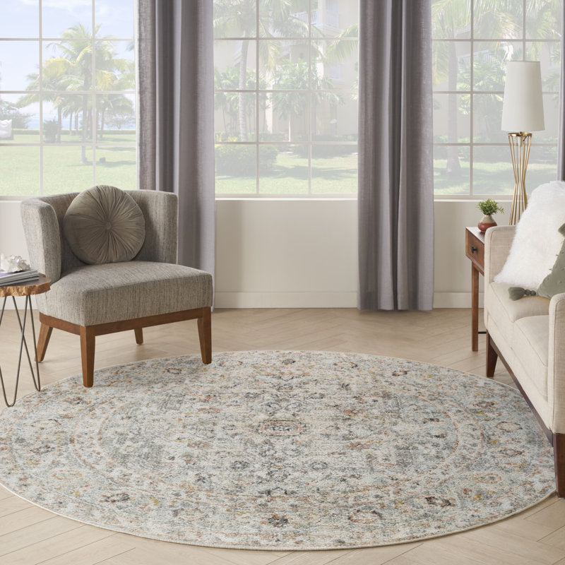 Tapis oriental en plastique polypropylène Kalup, Rond 7 pi 10 po