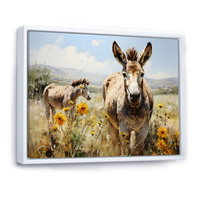Donkey Flower Meadow Landscape I - Donkey, art mural
