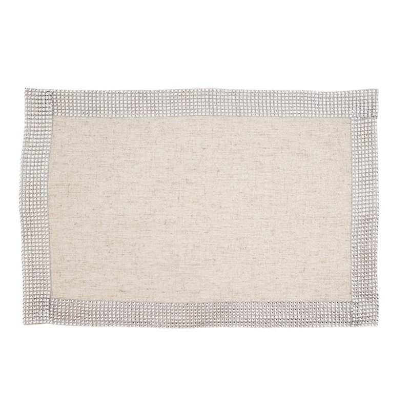Ensemble de 4 napperons strass élégants cloutés l 14 po x L 20 po, Argent argent