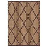 Brown Geometric Diamond Flatweave Leather Rug - 4' x 6'