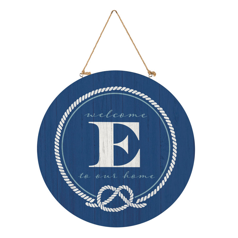 Monogramme de porte côtière 18 "E E, Bleu / blanc