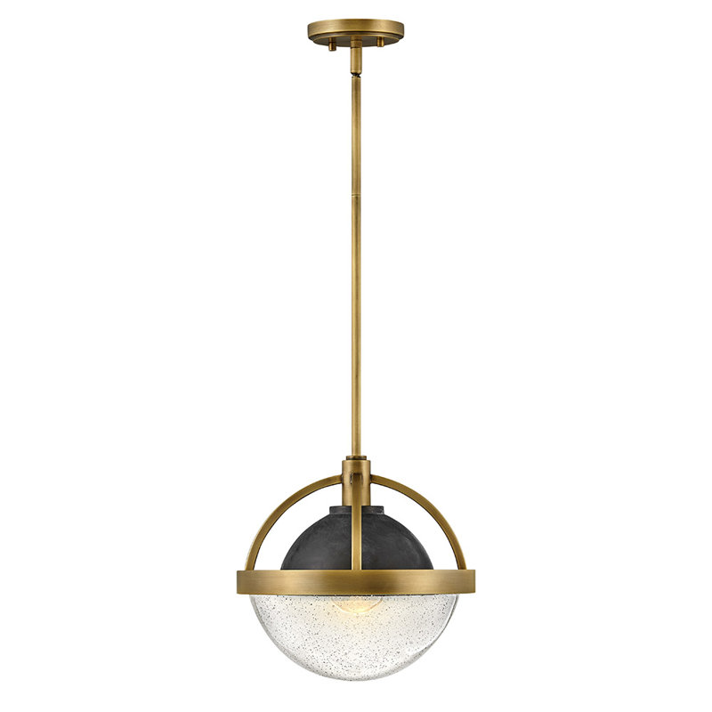 Luminaire suspendu sphère simple à 1 lumière Kathryn, Laiton héritage, Noir