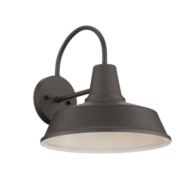 Luminaire de grange d'extérieur de style col de cygne avec abat-jour de 12 po au fini bronze antirouille East Grove Home Builder Essentials Heritage Collection RLM