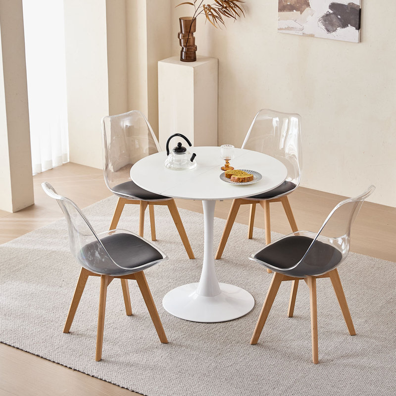Huron Solid Wood Dining Chair, Black, 4