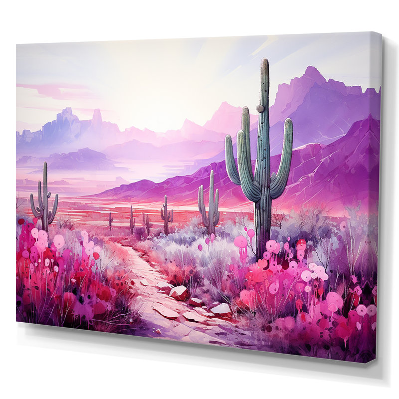 Cactus magenta mirage sur toile, H 12 po x l 20 po x P 1 po, Toile tendue