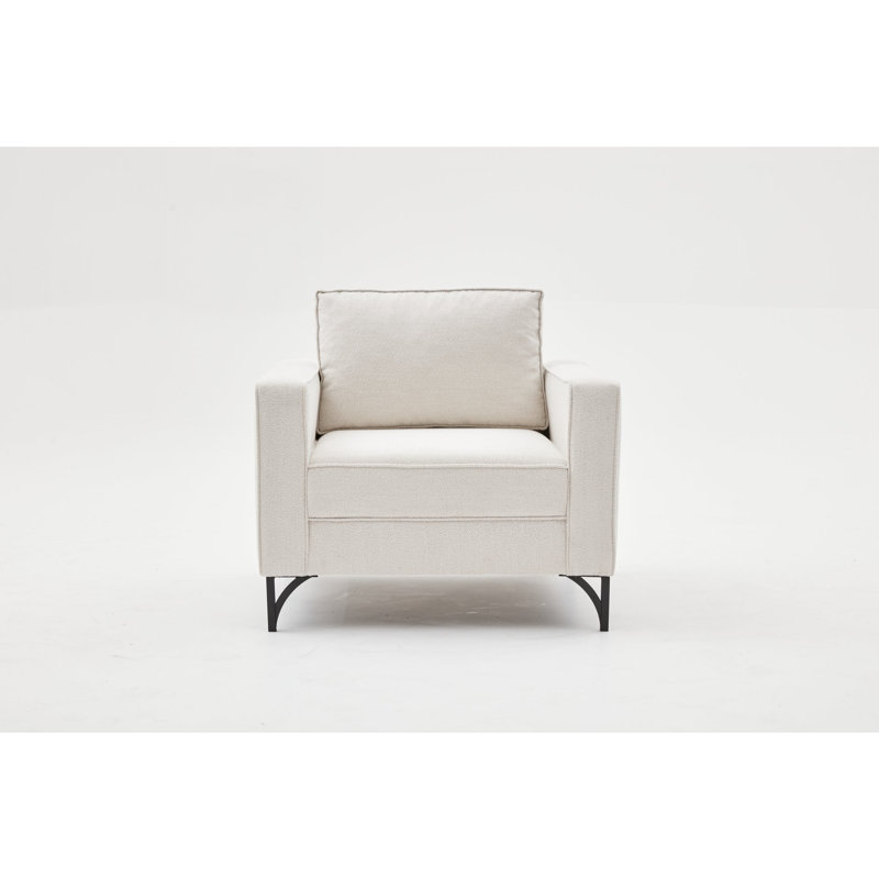 Fauteuil club Darron, 100 % polyester crème, Noir