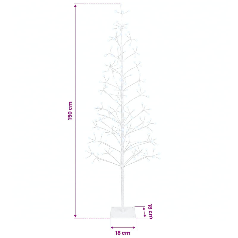 LED String Christmas Tree Steel LED Cone Christmas Tree Outdoor, 150 cm, White (Cold White)