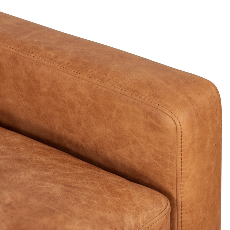 Fauteuil d'appoint en cuir véritable Sorrento, Cuir véritable brun clair cognac