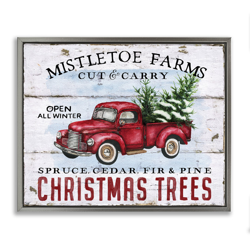 Art mural sur toile «Mistletoe Farm Trees» par Creatif Belle, H 17 po x l 21 po, Cadre flottant gris lustré